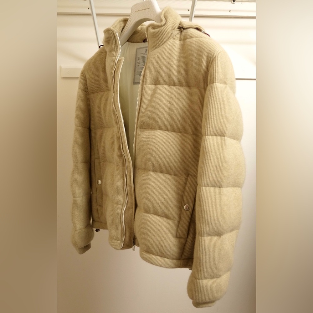 Brunello Cucinelli Cashmere Knit Down Jacket with detachable hood - Picture 4 of 11